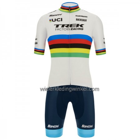 Set Fietsshirt + Korte Koersbroek 2022 Trek Factory Racing XC Wereld Kampioenschap Veelkleurig Wit